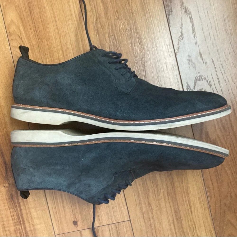 BP Stefan Plain Toe Derby Leather Grey Carbon Ortholite Eco Recycled Insole M 10